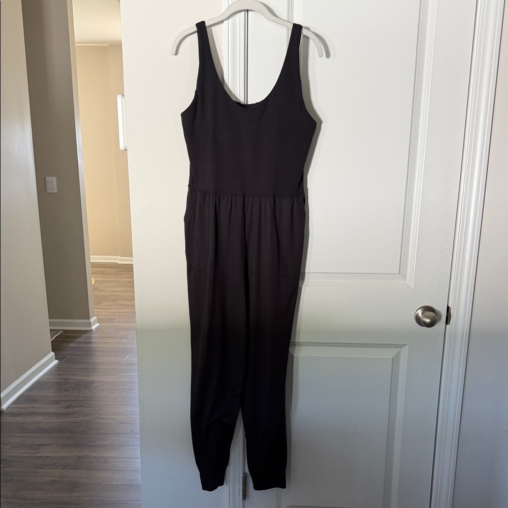 aerie Black Scoop-Neck Sleeveless Jumpsuit